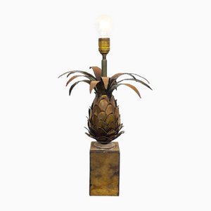 Lampada da tavolo Ananas Mid-Century in ottone nello stile di Maison Jansen, anni '50