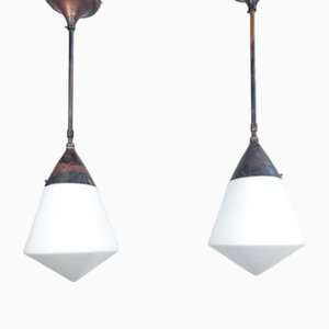 Konische Bauhaus Hängelampe in Tropfenform von Siemens & Schuckert, 1890er