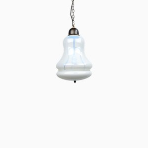Dutch Pale Blue Translucent Opaline Two Part Two Tone Glass Pendant Light