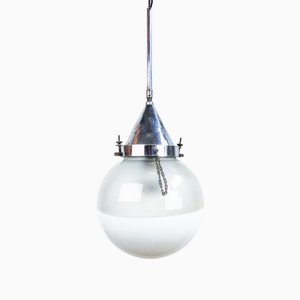 Large Bauhaus Two Tone Globe Pendant Light attributed to Peter Behrens for Siemens & Schuckert