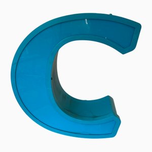 Buchstabe C Schild aus Aluminium & Acrylglas, 1970er