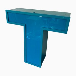 Panneau Lettre T en Aluminium et Verre Acrylique, 1970s