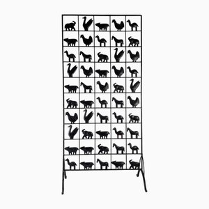 Animal Screen in Wrought Iron attributed to Atelier Marolles and Jean Touret, 1950s