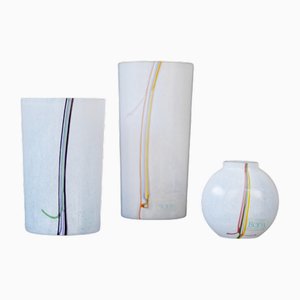 Mid-Century Scandinavian Modern Art Glass Rainbow Vases by Bertil Vallien for Kosta Boda, Sweden, 1980s, Set of 3
