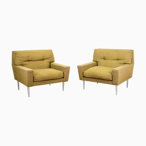 Set of Geometric Lounge Chairs with Metal Bases, 1960s
