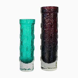 Skandinavische Moderne Mid-Century Glasvasen von Tamara Aladin für Riihimäen Lasi, 2er Set