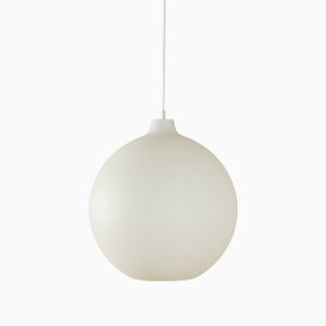 Lampe à Suspension Ronde en Verre Givré, 1970s