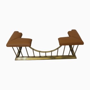 Leather Upholstered Brass Club Fender