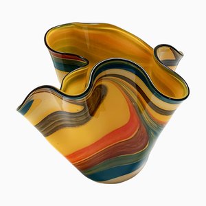 Jarrón Fazzoletto posmoderno de cristal de Murano multicolor, Italia, años 80