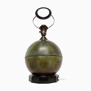 Scandinavian Art Deco Table Lamp in Patinated Bronze, 1930s