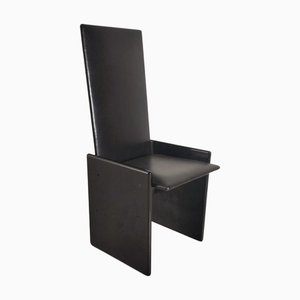Black Laquered and Leather Kazuki Chair attributed to K. Takahama for Simon Gavina, Italy, 1970s