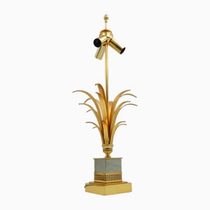 Brass Table Lamp with Golden Leaves by Boulanger, 1970s