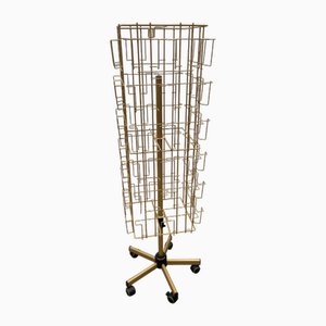 Drehbarer Postkartenhalter auf Rollen Gold, 1990er