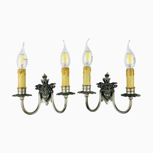Versilberte Wandlampe, Frankreich, 1930er, 2er Set