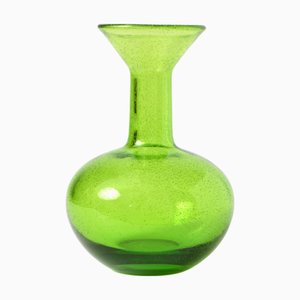 Vintage Green Bubble Glass Vase from Baccarat, 1990s