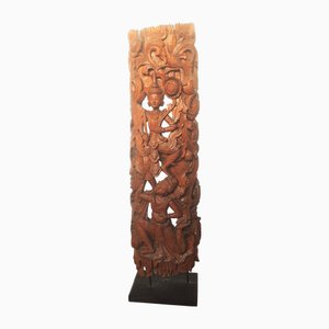 Große antike Holzskulptur mit Krishna Statue, 1930er
