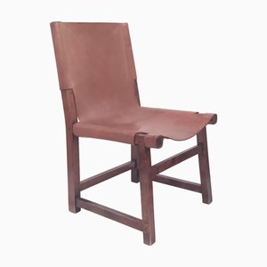 Spanish Wood and Leather Chair, 1960s
