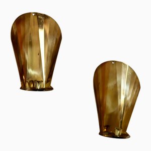 Mid-Century Swedish Brass Candleholder Sconces, Set of 2