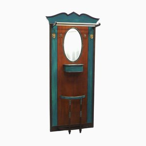 Art Nouveau Coat Halltree in Oak and Turquoise with Gold, 1910s