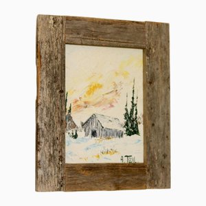 Anselmo, Winter Landscape, 1960s, Oil on Canvas, Framed
