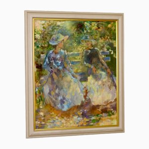 Bernhard Pedersen, Women in a Garden, 1960s, Oil on Canvas, Framed