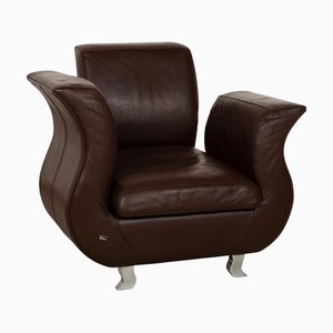 Fauteuil Moon en Cuir Marron de Bretz
