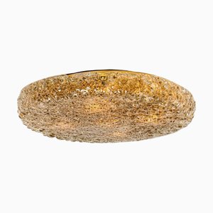 Round Flat Smoked Glass Flush Mount attributed to Hillebrand, 1970s
