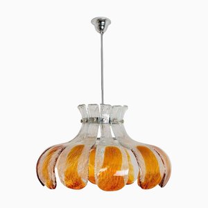 Lámpara colgante de cristal de Murano de Mazzega, Italia, años 70