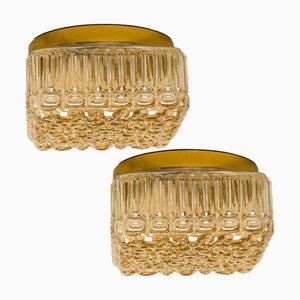 Square Amber Glass Flush Mount in the style of Helena Tynell, 1960s