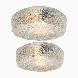 Round Textured Glass Wall Light or Flush Mount from Limburg, Germany, 1970s