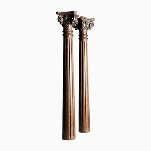 Decorative Columns in Oak, Set of 2