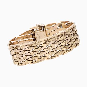 Bracelet Ruban Fleurs en Or Jaune 18 Carats, 1960s