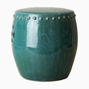 Vintage Emerald Green Ceramic Glazed Asian Garden Stool - No 1