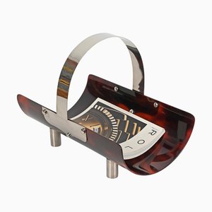 Mid-Century Magazine Rack in Tortoiseshell Acrylic Glass and Chrome, France, 1970s