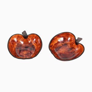 Apple-Shaped Vide Poche Bowls in Tortoiseshell Effect Acrylic Glass attributed to Christian Dior, Italy, 1970s, Set of 2