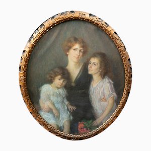 Artista romano, Retrato de familia, Principios del siglo XX, Pastel, Enmarcado