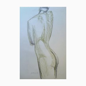 Georges (Géo) de Vlamynck, Nu Féminin Abstrait, Technique Mixte sur Papier, 1940s, Encadré