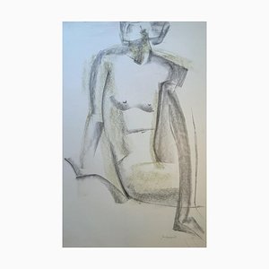 Georges (Géo) de Vlamynck, Abstract Female Nude, Mixed Media on Paper, 1940s, Framed