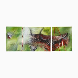 MS, The Alli-Gate Diptychon, 2021, Acryl auf Leinwand, 2er Set