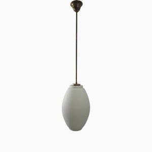 Hängelampe aus Messing & Opalglas, 1960er