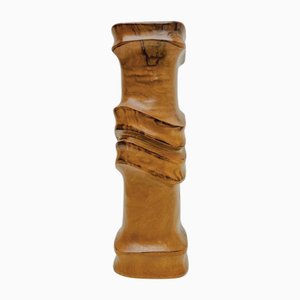 Mid-Century Hand-Crafted Sculpted Olive Wood Vase, 1970s