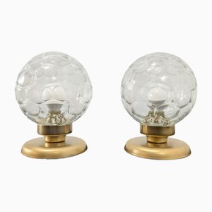 Brass and Murano Glass Table Lamps, 1970s, Set of 2