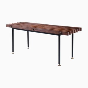 Wooden and Metal Slatted Bench