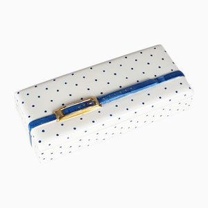 Italian Gilt and Blue Ceramic Box, 1980s