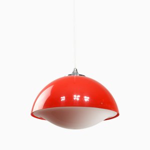 Italian Space Age Pendant in Acrylic Glass and Chrome, 1970s