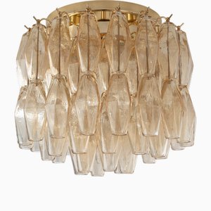 Champagne Murano Glass Polyhedrons Chandelier, Italy, 1990s
