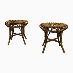 Set of Italian Stools in Rattan and Bamboo attributed to Franco Albini, 1960s
