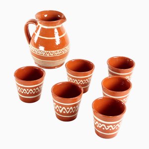 Ceramic Drinking Set, Former Czechoslovakia, 1960s, Set of 7