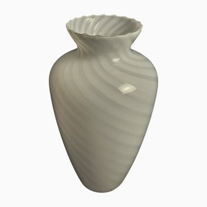 Murano Glass Vase with White Spiral Design attributed to Venini Modernariato, 1970s