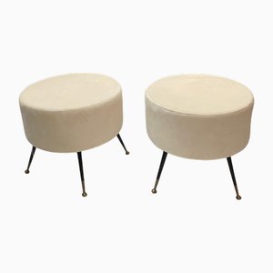 Set of Mid-Century Italian White Ottomans